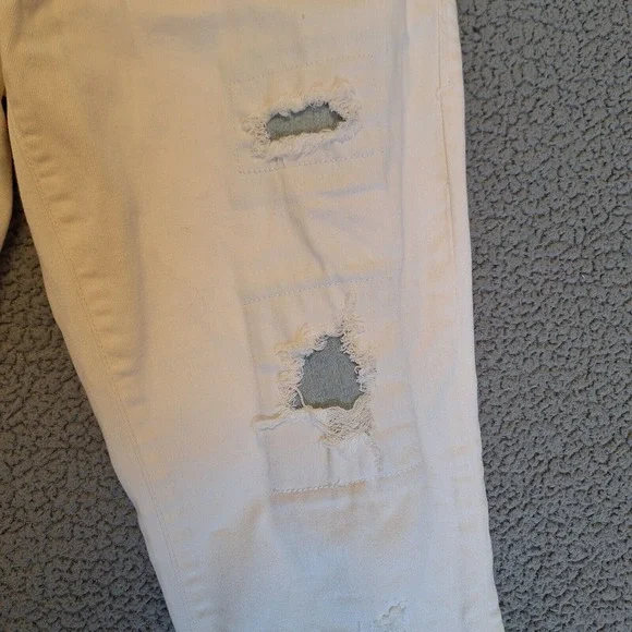 Dear John Jeans Joyrich Comfort Skinny Womens Ivory Distressed Size 26 - Picture 7 of 15